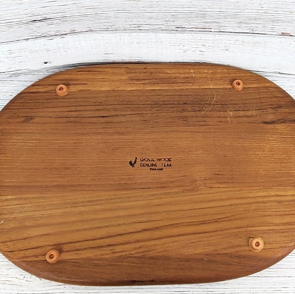 Vintage 60s 70s Genuine Teak Cheese Plate Platter - Picture 3 of 4